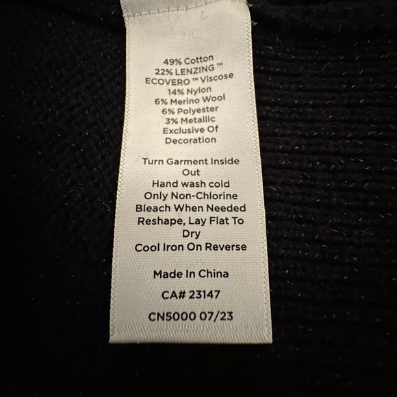 TALBOTS PUFF SLEEVE BLACK CREWNECK PULLOVER - SPARKLING CHAMPAGNE. Size XS NWT - Picture 9 of 9